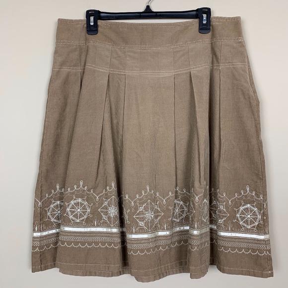 LOFT Dresses & Skirts - Ann Taylor Loft | Embroidered Corduroy Skirt